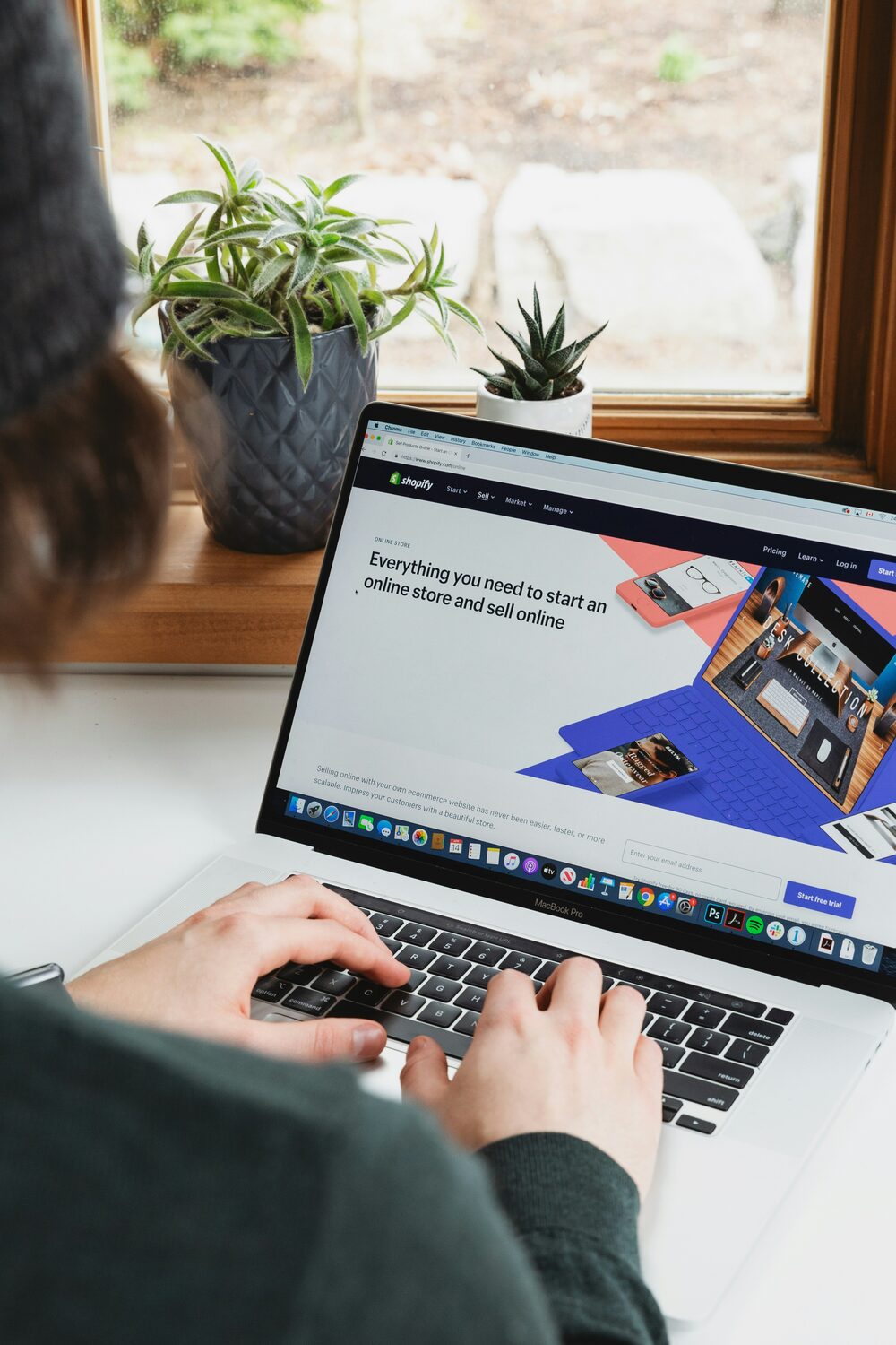 Researching a platform on a laptop